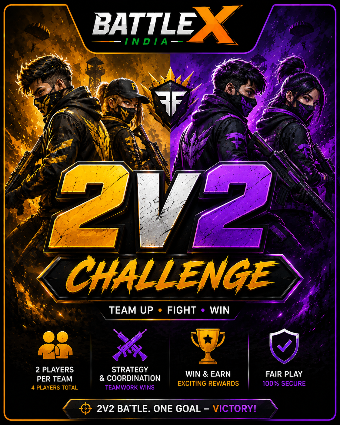 2vs2 Challenge Free Fire tournaments on BattleX India